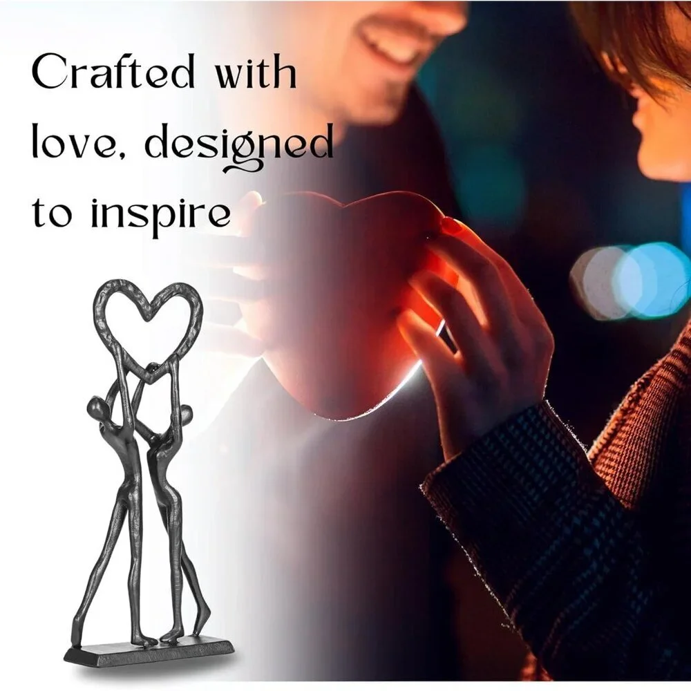 Modern Iron Sculpture Anniversary Hand Crafted Love Sculptures Figurines Décor